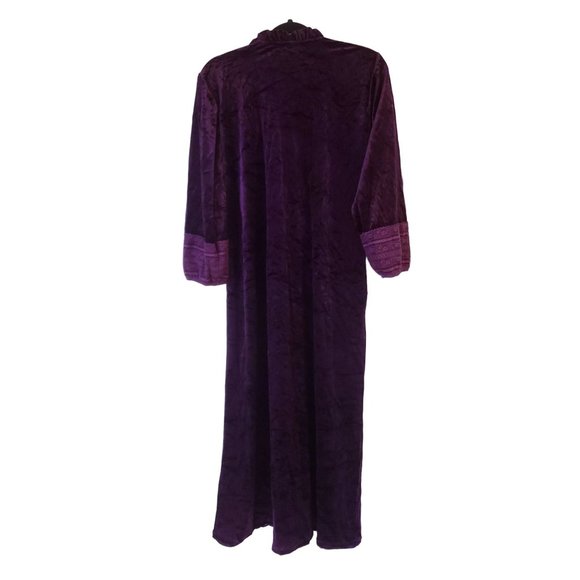 Vintage Lois Martin night gown size Large velvet purple bell sleeve lace trim - Picture 2 of 10